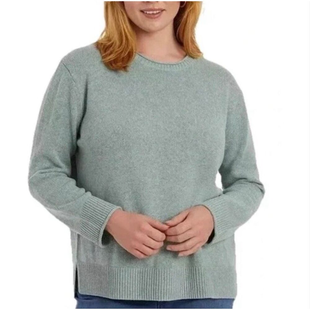 NWT ELLA MOSS Women’s Sweater L Green Crewneck Ribbed Hem Soft Knit Crewneck New
